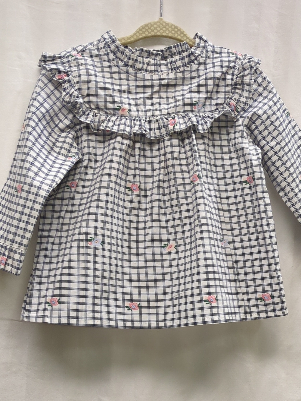 Janie and Jack Blue and White Ruffled Blouse